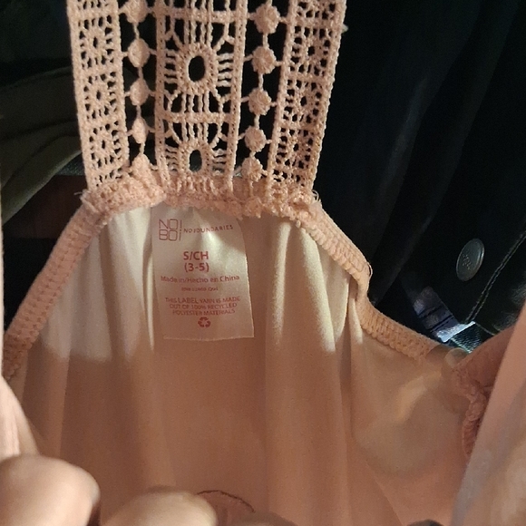 No Boundaries Peach Pink Crochet-Back Midi Dress - Picture 4 of 7